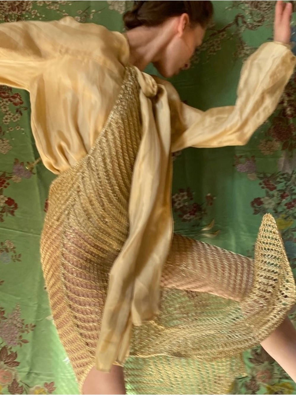 Dries Van Noten Cream Sheer Striped Slip Top